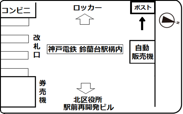 鈴蘭台駅ポストの位置図