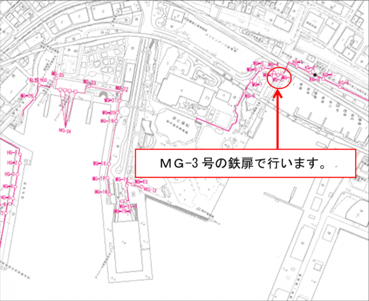 防潮鉄扉閉鎖訓練　実施場所